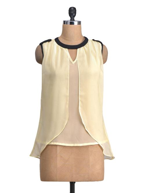 Yellow Georgette Solid Top - 1164962 - Very Small Image - 1