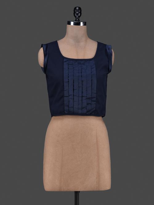 solid blue pleated crop top - 1164988 - Very Small Image - 1