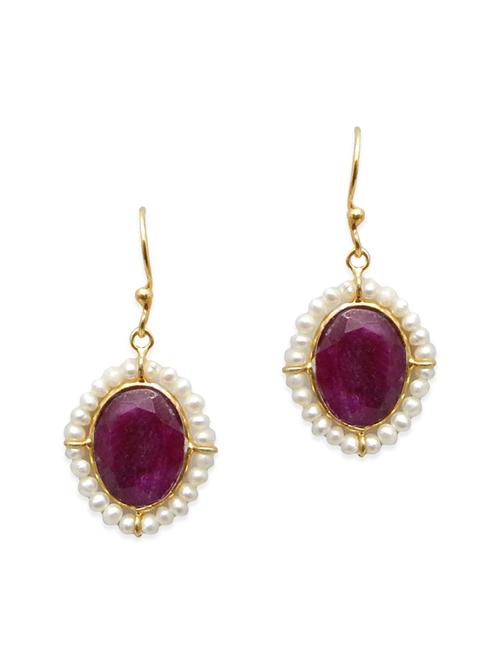 silver red drop earring - 11655899 - Very Small Image - 1