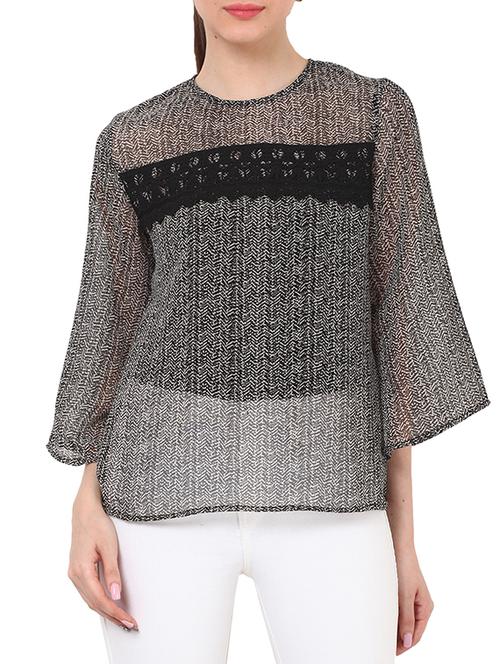 black georgette printed top - 11659477 - Very Small Image - 1