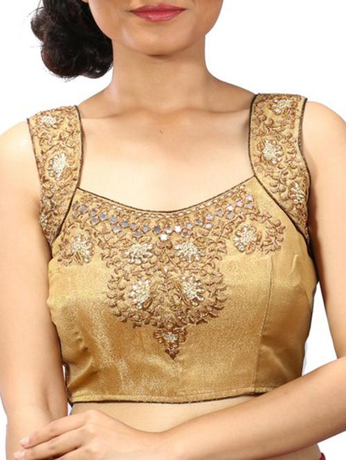 gold silk blend brocade blouse - 11665087 - Very Small Image - 1