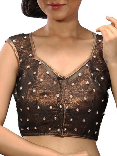 black net embellished stitched blouse - 11665115 - Very Small Image - 1