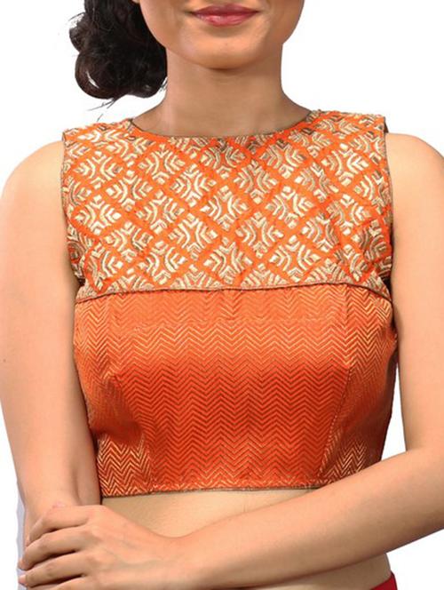 orange silk blend brocade blouse - 11665126 - Very Small Image - 1