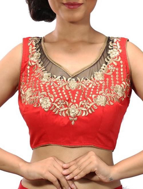 red silk blend embroidered blouse - 11665135 - Very Small Image - 1