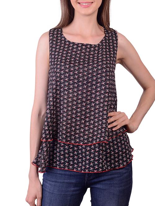 black chiffon printed top - 11665208 - Very Small Image - 1
