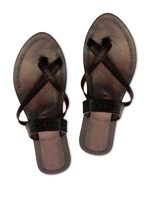 handmade cross strap kolhapuri slip on sandals - 1166627 - Very Small Image - 1