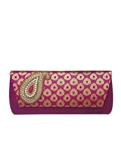 pink embellished silk ethnic clutch - 11667973 - Very Small Image - 1