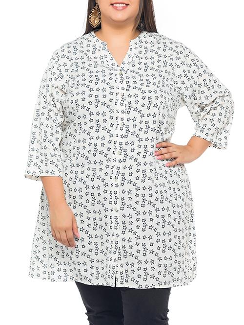white printed polyester tunic - 11668096 - Very Small Image - 1