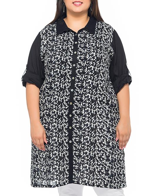 black printed viscose tunic - 11668110 - Very Small Image - 1