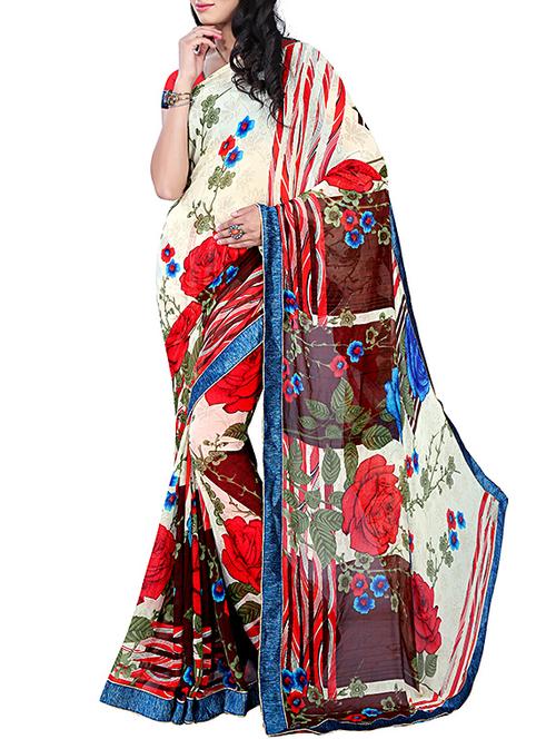 multi colored georgette printed saree - 11668638 - Very Small Image - 1