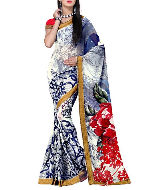 multi colored georgette printed saree - 11668639 - Very Small Image - 1