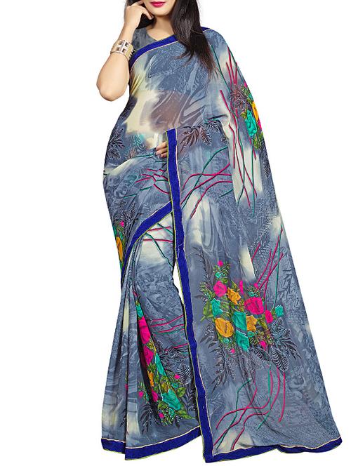 multi colored georgette printed saree - 11668648 - Very Small Image - 1