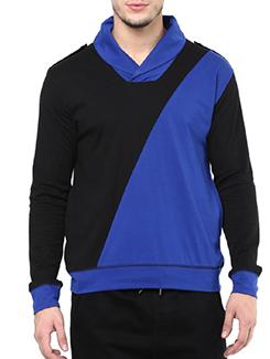 blue cotton blend color block t-shirt - 11668776 - Very Small Image - 1