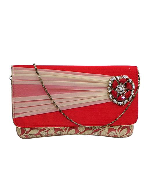 red embellished silk clutch - 11669253 - Very Small Image - 1