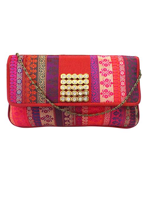red silk brocade clutch - 11669279 - Very Small Image - 1