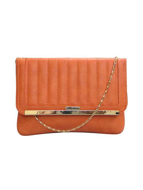 solid orange faux leather clutch - 11669306 - Very Small Image - 1