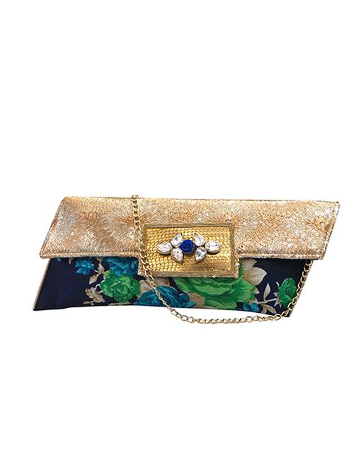 navy blue embellished silk clutch - 11669310 - Very Small Image - 1