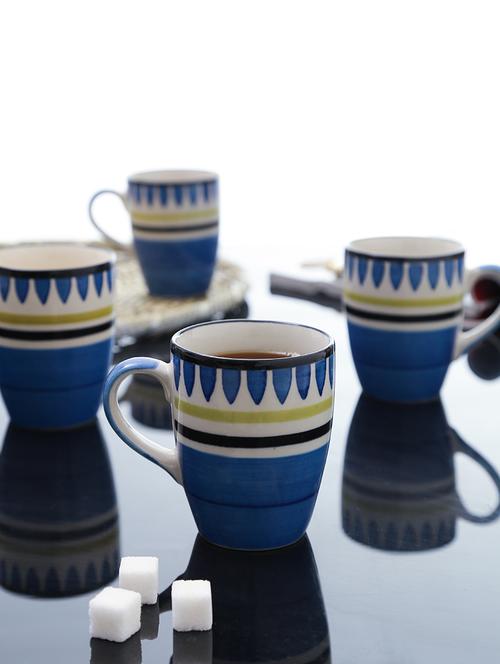 blue handpainted large coffee mugs - set of 4 - 11669331 - Very Small Image - 1
