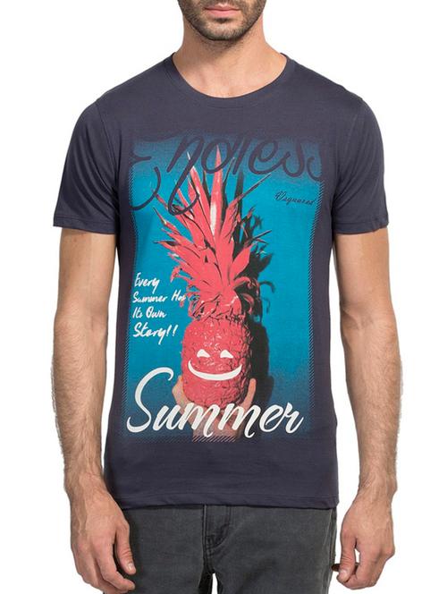 grey printed cotton t-shirt - 11669606 - Very Small Image - 1