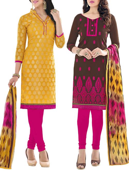 multi colored silk unstitched suit - 11670470 - Very Small Image - 1