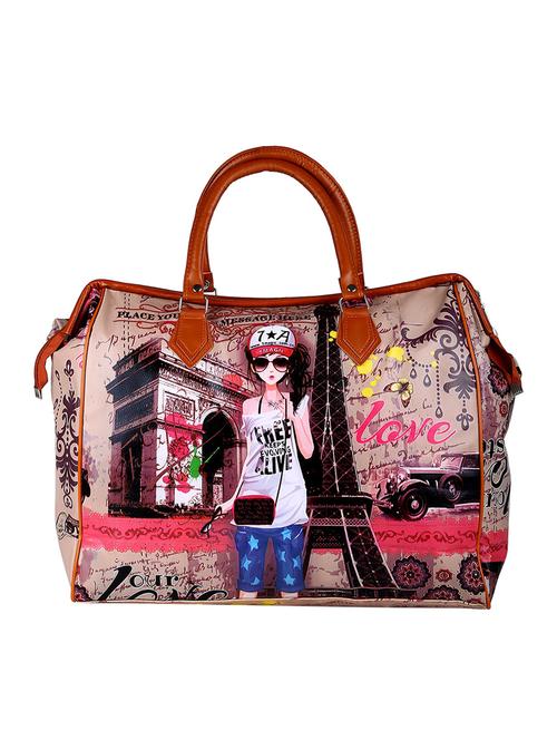 multi colored leatherette printed handbag - 11671072 - Very Small Image - 1