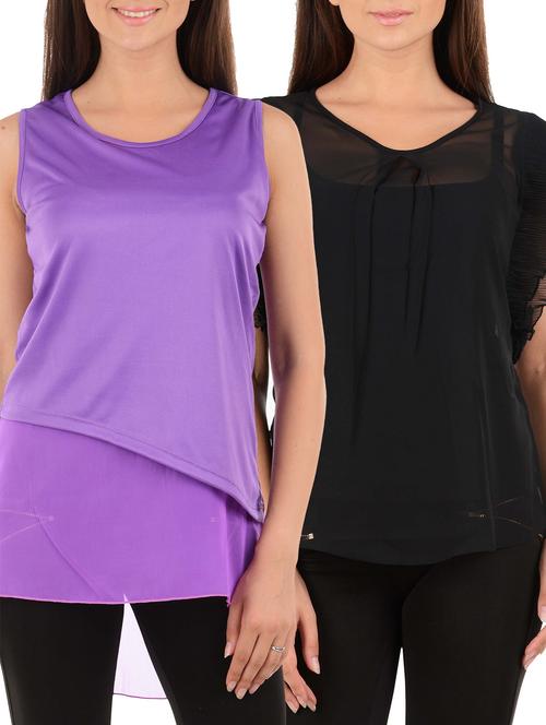 purple and black georgette regular top set of 2 - 11671394 - Very Small Image - 1