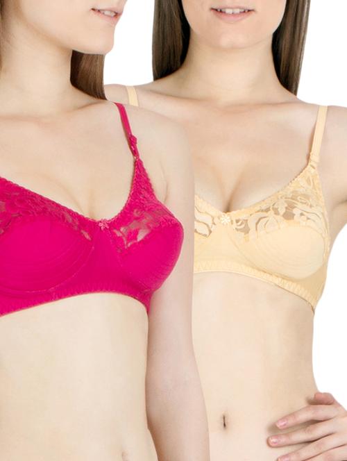 pink and beige cotton bra (set of 2) - 11672168 - Very Small Image - 1
