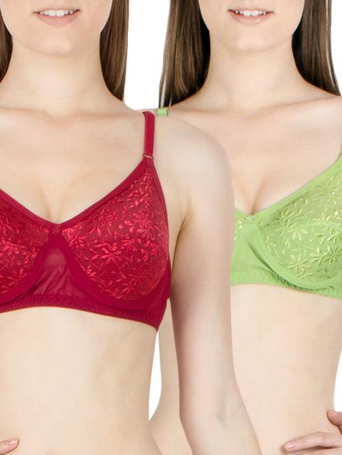 green and maroon cotton bra (set of 2) - 11672169 - Very Small Image - 1