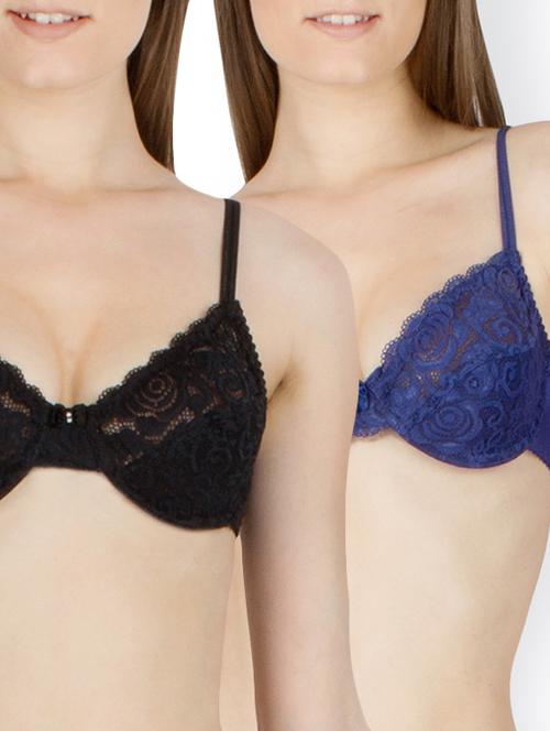 dark blue and black net regular bra - 11672171 - Very Small Image - 1