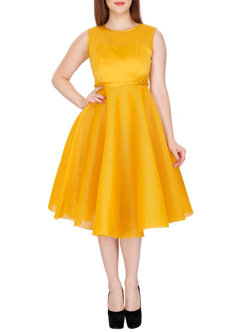solid yellow net dress - 11673539 - Very Small Image - 1