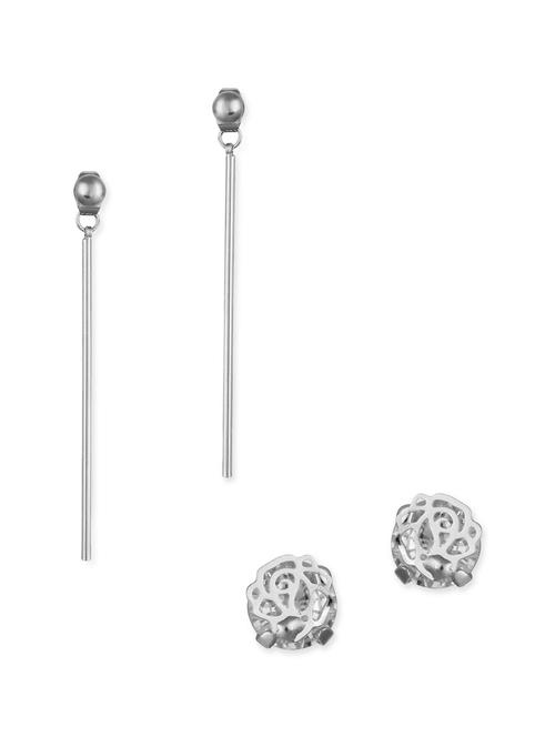 silver metal set of drop earrings and studs - 11677526 - Very Small Image - 1