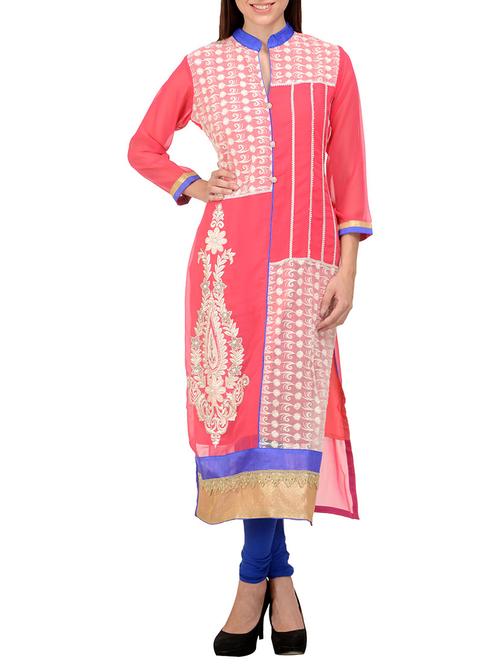 pink georgette kurti - 11678623 - Very Small Image - 1