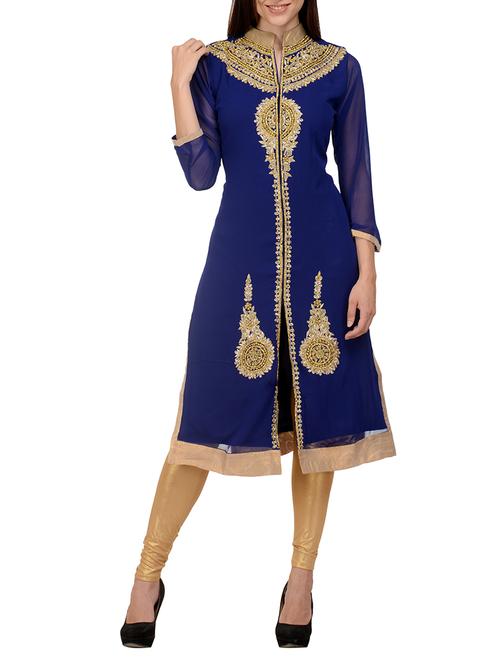 blue georgette kurti - 11678650 - Very Small Image - 1