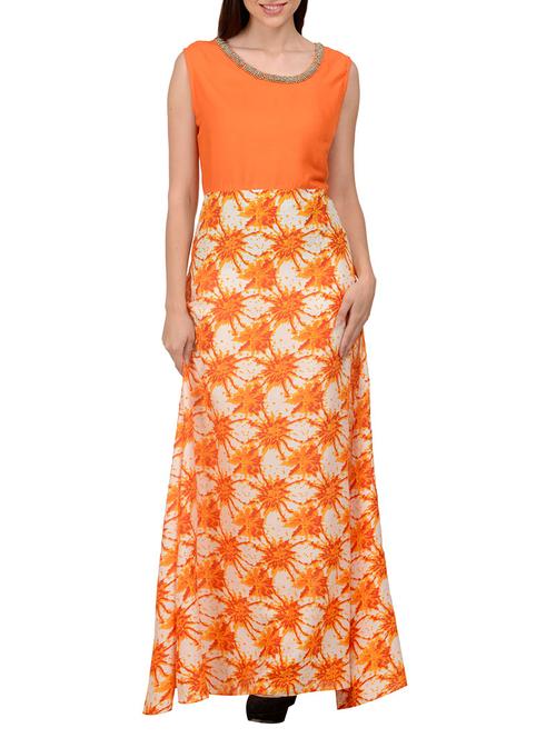 orange georgette kurti - 11678654 - Very Small Image - 1