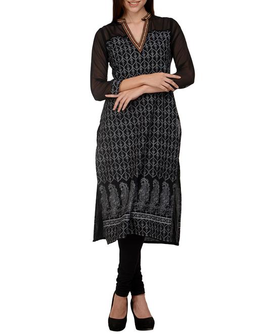 black cotton kurti - 11678659 - Very Small Image - 1