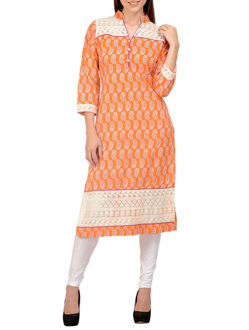 orange cotton kurti - 11678666 - Very Small Image - 1