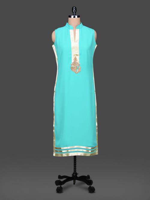sleeveless mandarin color solid color kurti - 1168276 - Very Small Image - 1