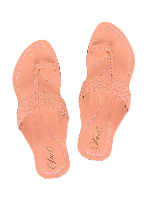 pink faux leather toe separator kolhapuris - 11685839 - Very Small Image - 1