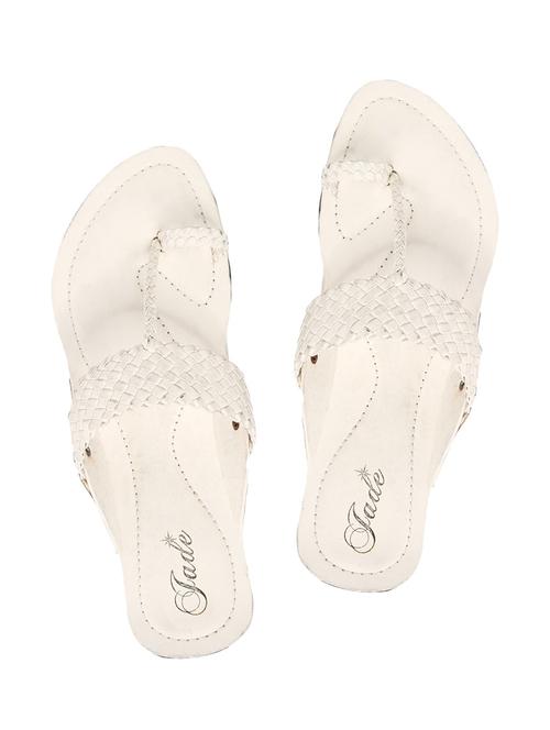 white faux leather toe separator kolhapuris - 11685841 - Very Small Image - 1