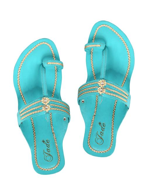 blue one toe kolhapuri - 11685859 - Very Small Image - 1