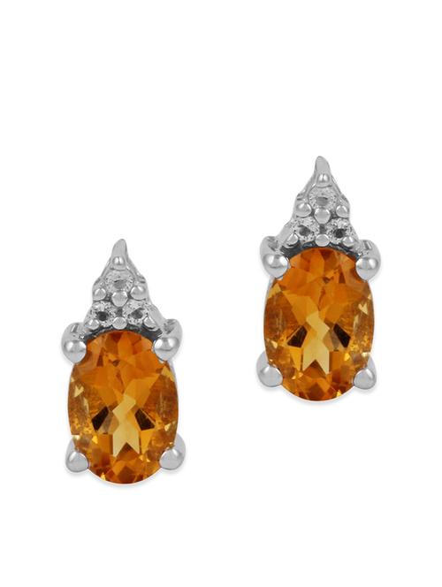 citrine silver studs earring - 11687051 - Very Small Image - 1