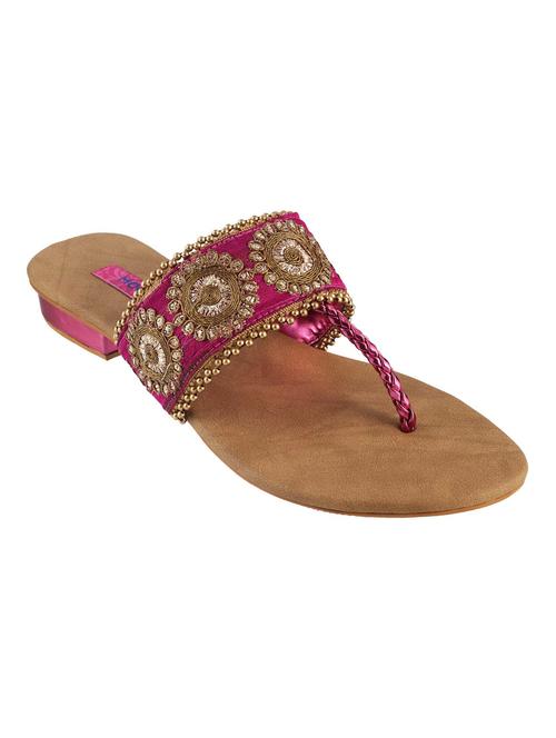 pink faux leather toe separator kolhapuris - 11692846 - Very Small Image - 1