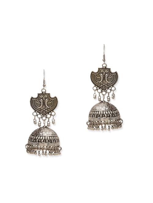 silver metal drop earrings - 11696039 - Very Small Image - 1