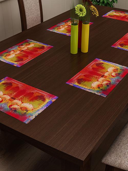 set of 6 red cotton placemat - 11696504 - Very Small Image - 1