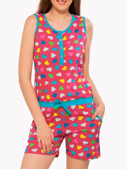 red printed hosery shorts set - 11697325 - Very Small Image - 1