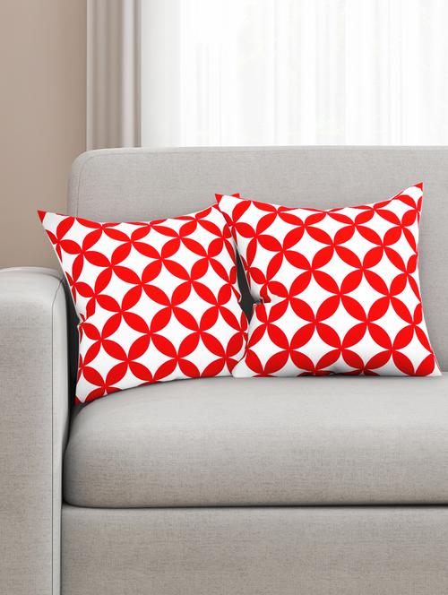 red cotton set of 2 cushion covers - 11697390 - Very Small Image - 1