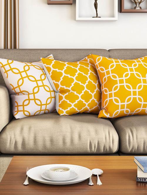 yellow cotton set of 3 cushion covers - 11697461 - Very Small Image - 1
