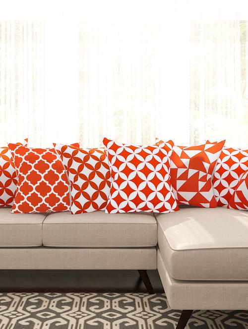 orange cotton set of 8 cushion covers - 11697462 - Very Small Image - 1