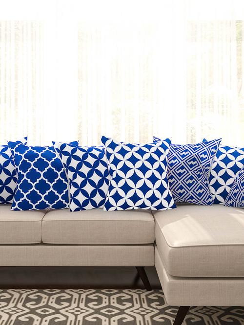 blue cotton set of 8 cushion covers - 11697470 - Very Small Image - 1