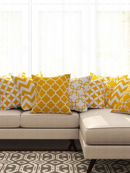 yellow cotton set of 10 cushion covers - 11697478 - Very Small Image - 1
